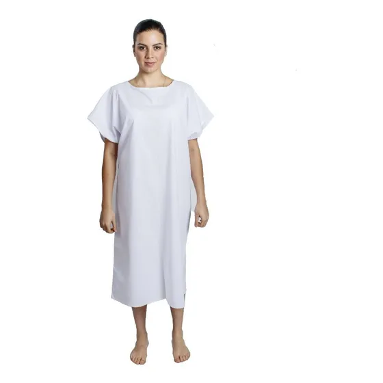 Camisola Paciente Aberta Nas Costas Em Cretone Listrado