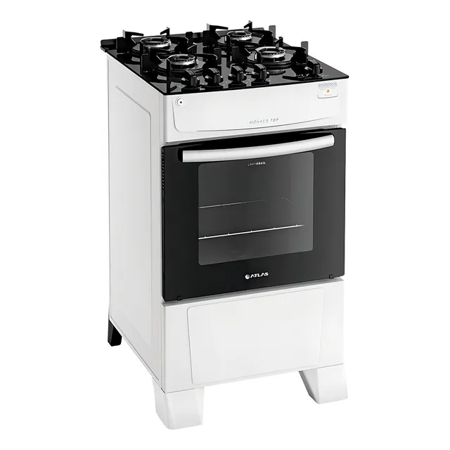 Fogão 4 Bocas Atlas Mônaco Top Glass Acendimento Automático Cor Branco 127/220V