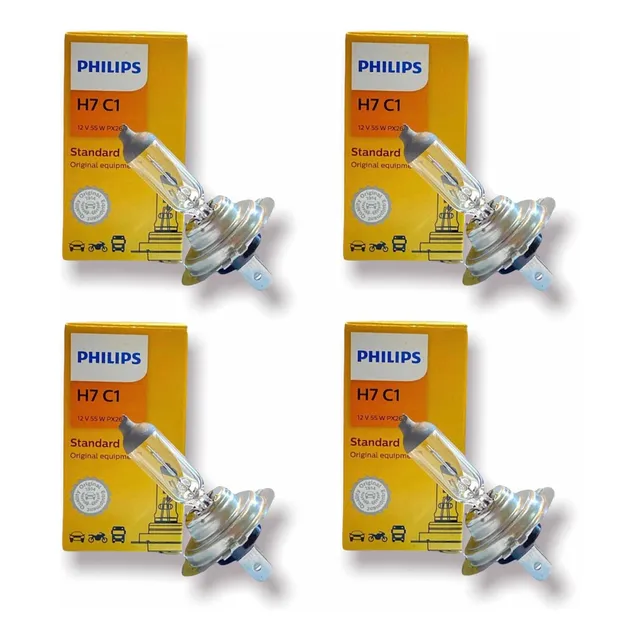 4 Piezas Focos H7 Philips 55 W Luz Baja Y Alta Varios Autos