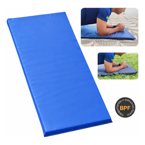 Colchonete Academia exercicios funcional 90x45x3 Espuma aglomerada de alto impacto Altadensidade Abdominal Fitness Tapete Azul