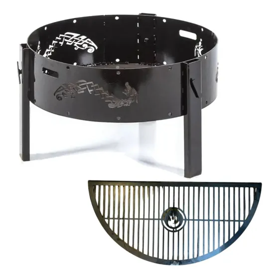 Fogonero Fogon Asador 80 Cm Negro + 1/2 Parrilla  Fuegosjl