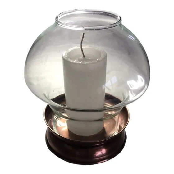 Brisero Candelabro Burbuja En Vidrio Base Metal Artesanal