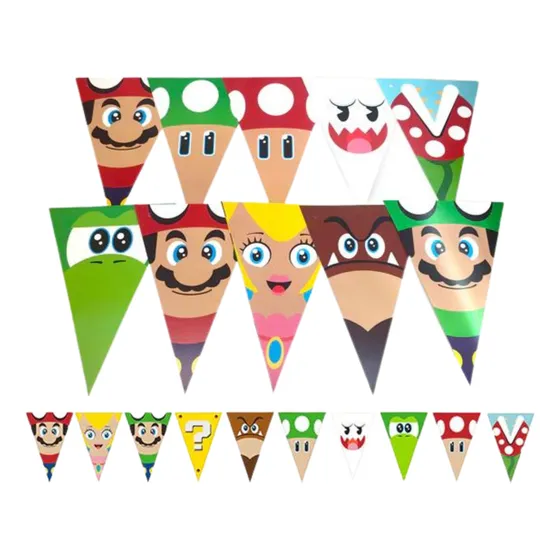 Guirnalda 10 Banderines Super Mario Bros Para Cumpleaños