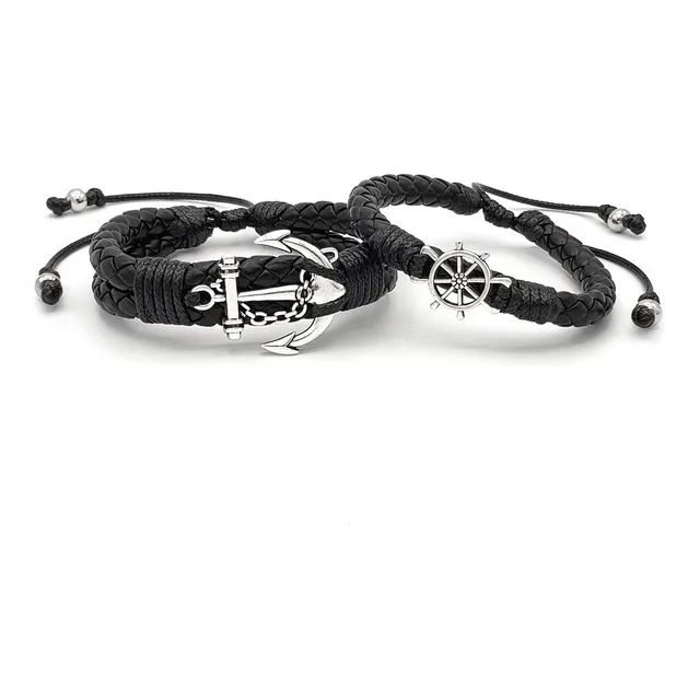 Pulseras Para Parejas Cuero Ancla Y Timon Iconic Store