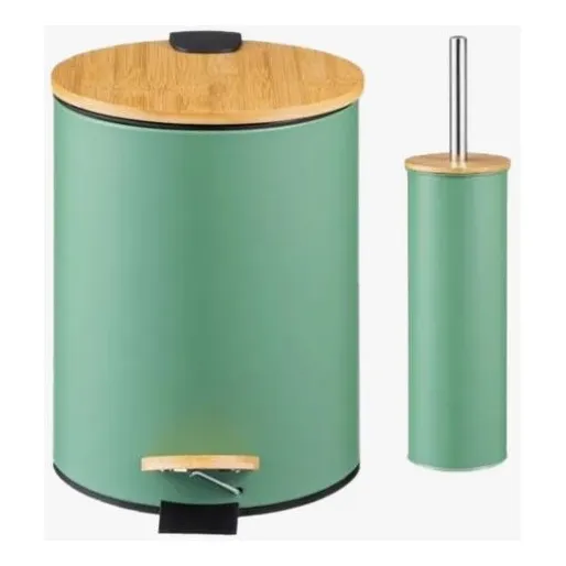 Lixeira C/ Pedal E Tampa De Bambu Soft 12 Lts