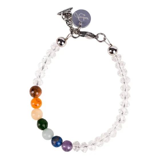 Pulsera Mujer Piedras Naturales Cuarzos 7 Chakras Color Blanco Diámetro 17 Cm Largo 17 Cm