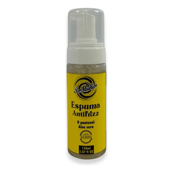 Espuma Antifrizz Mousse Modelador Para Tranças Box Braids, Cabelos Orgânicos, Apliques e Mega Hair Ser Mulher 150 ml