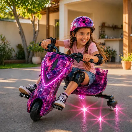 Triciclo Drift Eletrico Infantil Led Frontal 3 Velocidades Galáxia
