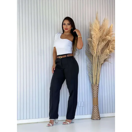 Pantalón Sastrero Tiro Alto Con Bolsillo Y Cinto. Ds