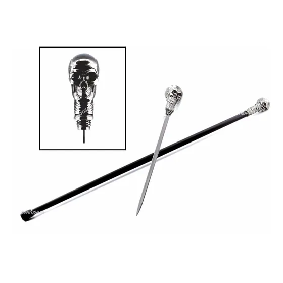 Bengala Espada Adaga Cabo Formato Caveira Aço Inox 92 Cms.