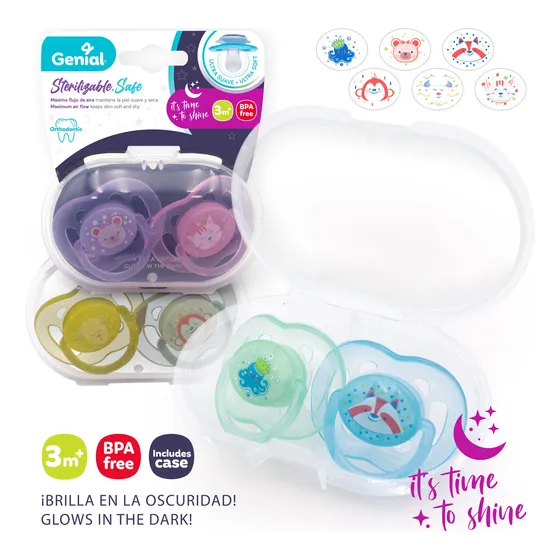 Set 2 Chupones Ultra Soft Brilla Oscuridad Flujo Aire Air