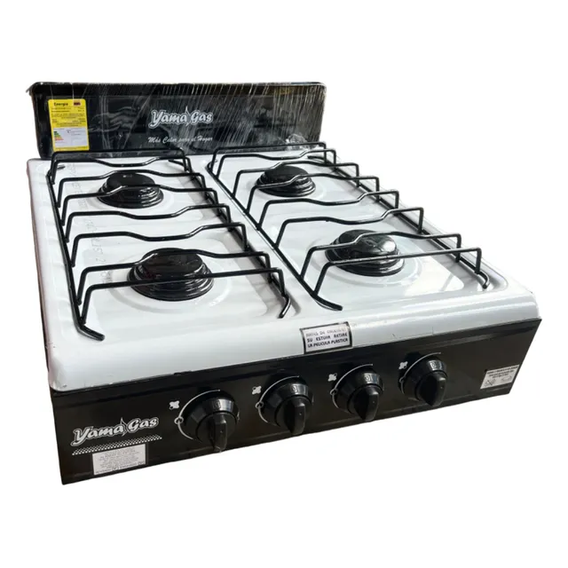 Estufa Mesa 4 Puestos Cubierta Acero Inox, Gas Natural Yamag