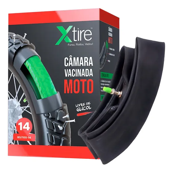 Câmara De Ar Moto Vacinada Xtire Aro 14 Traseira P/ Biz Pop Tipo Da Válvula Schrader