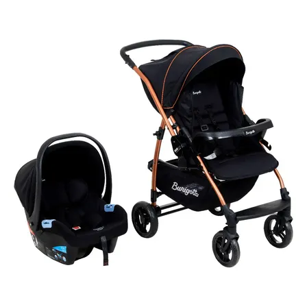 Travel System Carrinho Com Bebê Conforto Rio 22 Preto Cobre Burigotto