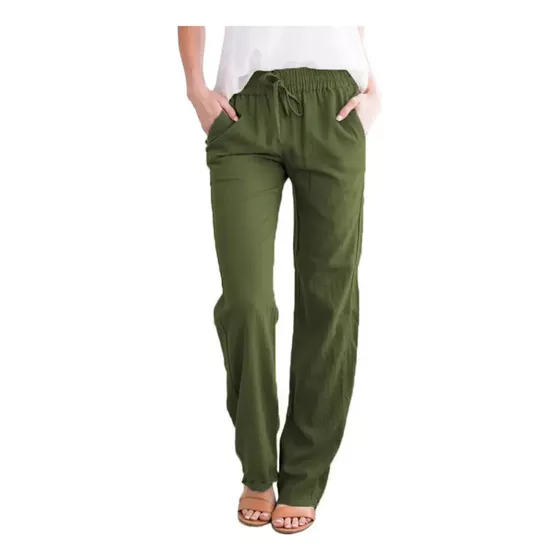Wide Leg Loose Cotton Linen Palazzo Pants [u] [u] 