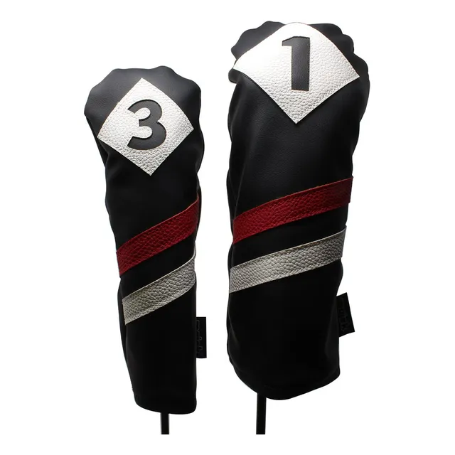 Majek Retro Funda Para Cabeza Palo Golf Color Negro Rojo 1 3