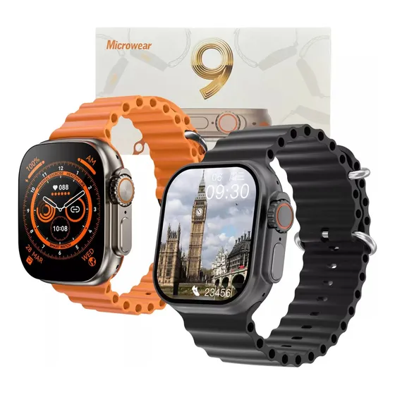 Smartwatch U9 Ultra 49mm 2024 Com Nfc E Gpc Caixa Preto Pulseira Preto Bisel Preto Desenho Da Pulseira Mesh