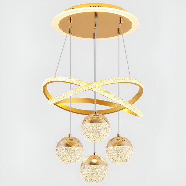 Lustres Sala, Luminaria Pendente Teto - 3 Cores Lampada Led 127/220v Dourado