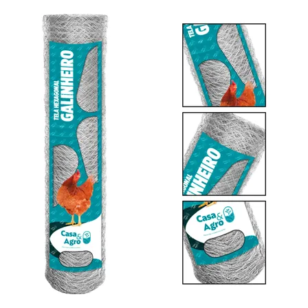 Tela Galinheiro Fio 23 Galvanizada 1,20x50 Metros Uso Rural Prateado