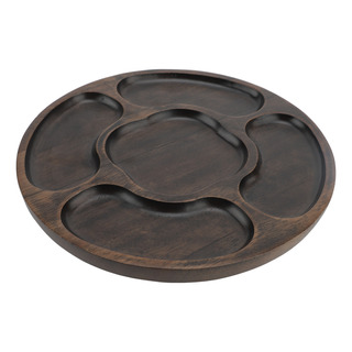 Bandeja De Madera Para Servir Con 5 Compartimentos, Madera D Bandeja De Madera Para Servir Con 5 Compartimentos, Madera D
