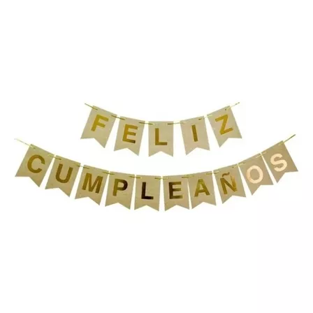 Banderin Feliz Cumpleaños Kraft Con Stamping - Cotillón Waf