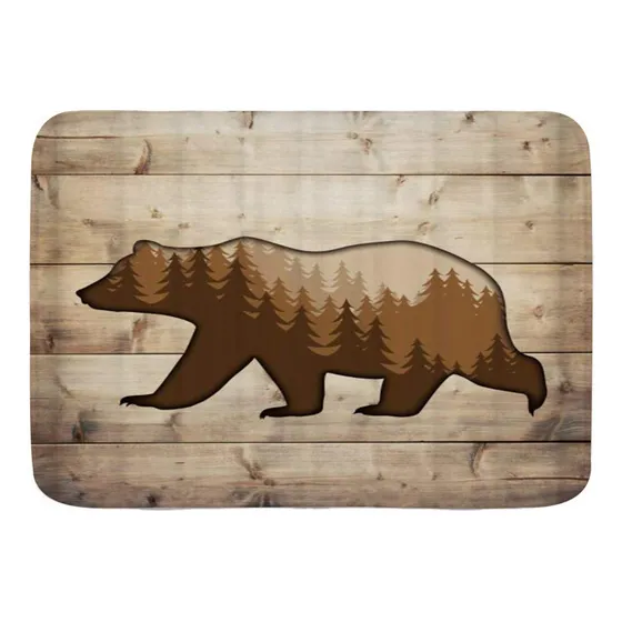 Layenjoy Tapete Baño Oso Negro Bosque Marron Vintage Tablero
