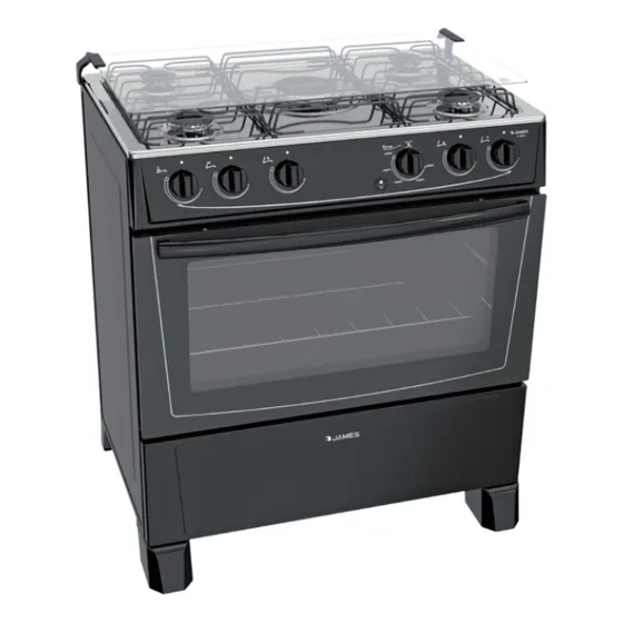 Cocina James C 150 B Negra Super Gas 5 Hornallas Kirkor