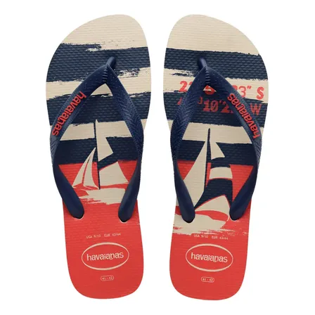 Chinelo Havaianas Top Nautical Confortável Original Vermelho E Marinho 37/38