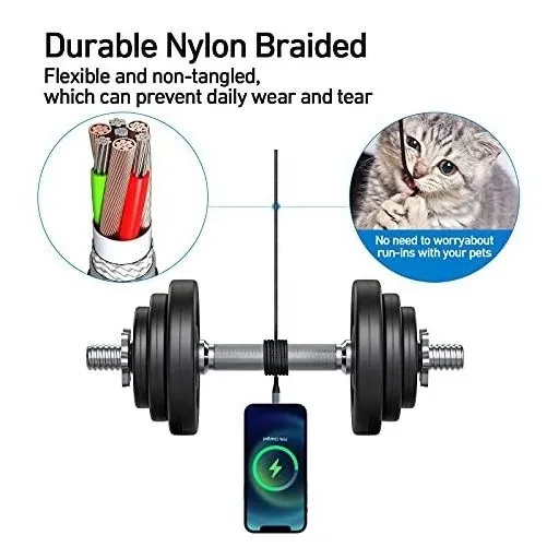 Cable Usb Tipo 6 Pie Gato Blanco 3 Nailon Trenzado Para