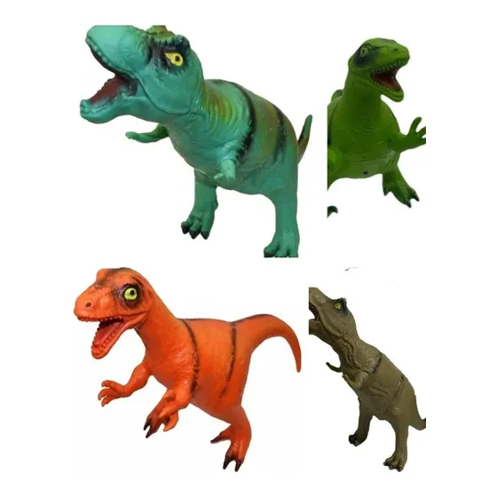 Dinosaurio Goma Extra Grande Velociraptor + T Rex  Combo X2 
