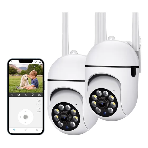 Cámara De Seguridad Wifi Hd 1080p Exterior Con Alarma 2 Pcs