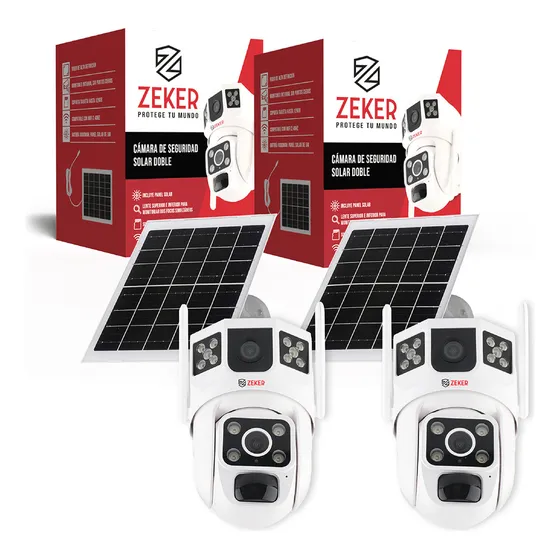 Cámara De Seguridad 2.4g Zeker Solar Duo 3mp Impermeable X2 Color Blanco