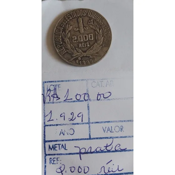 Moeda Raras 2.000 Réis Prata