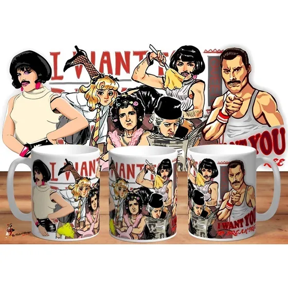 Taza Queen Freddie Mercury I Want Yo Break Free 4k Art 01