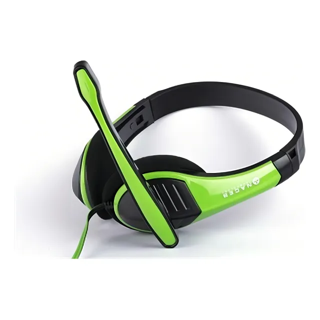 Naceb Tecnología Audífonos Alambricos NA-589RO 2.5 Metros Diadema Ajustable Incluye Micrófono Color Verde