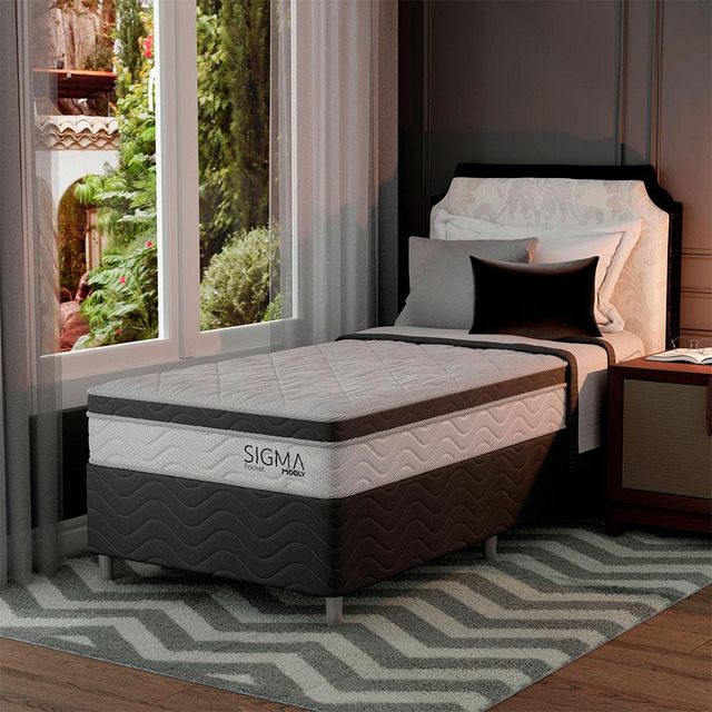 Cama Box Com ColchĂŁo Solteiro Sigma Molas Ensacadas (22x8... Cama Box Com ColchĂŁo Solteiro Sigma Molas Ensacadas (22x8...