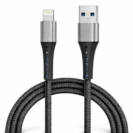 Cabo Usb 2 Metros Carregador Turbo Compatível Com iPhone 6 7 8 Plus X Xr 11 Se 12 13 14 Pro Max Super Rápido Preto