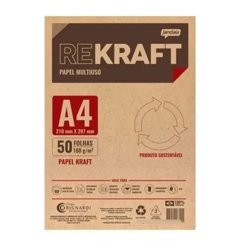 Papel Kraft  Para Impressão A4 180g 50 Fls Jandaia