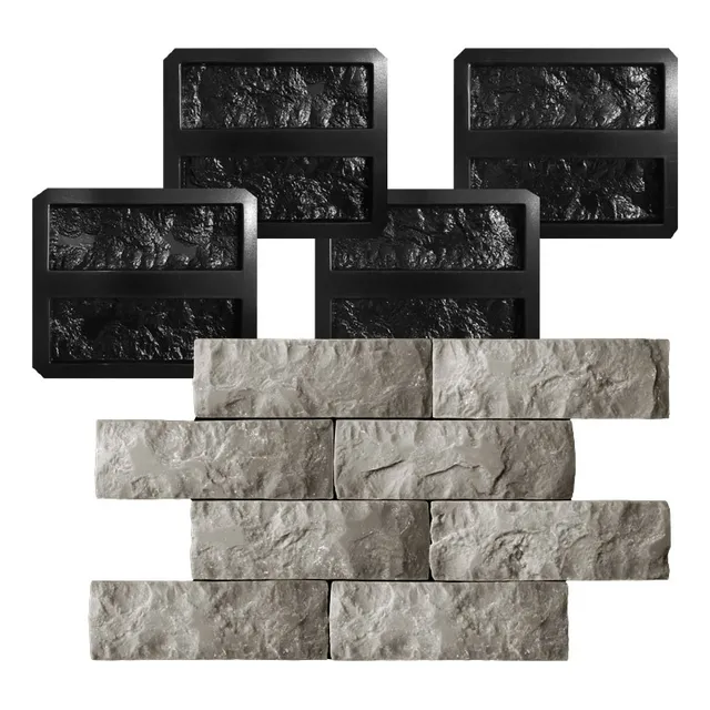 Kit Formas Abs Rockface Travertino - 8 Pçs De 30x10cm