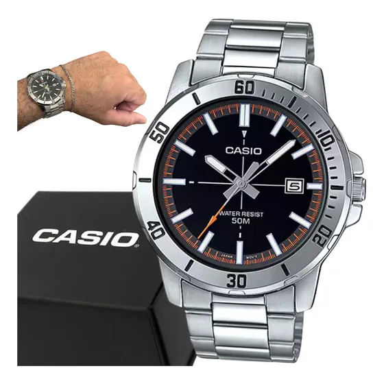 Relógio Casio Masculino Prata Analógico Prova D' Àgua 50m