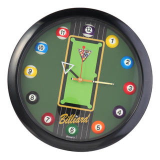 Reloj De Pared Con Forma De Bola De Billar, Negro Reloj De Pared Con Forma De Bola De Billar, Negro