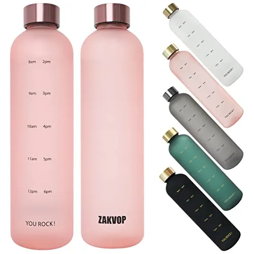 Botella De Agua Zakvop 32oz Con Tiempos Para Beber, 2n235