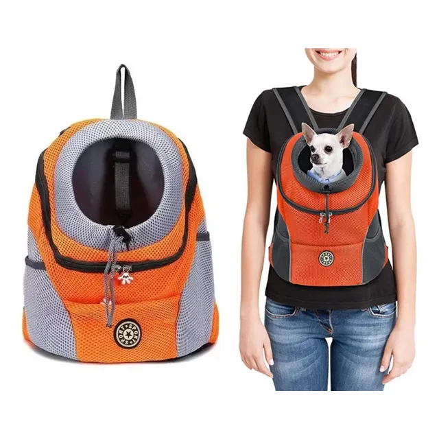 Mochila Bolsa Transportadora P/ Mascota Perro Gato Viaje Color Naranja