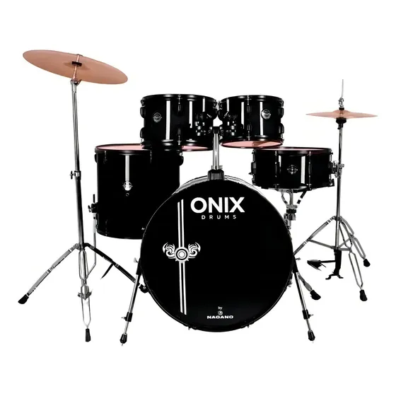 Bateria Acústica Tagima Nagano Onix Smart 22 C/ Banco E Prat Cor All black