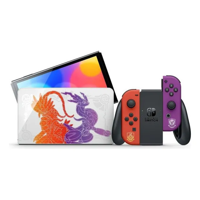 Nintendo Switch OLED HEG-001 (JPN) 64GB Pokémon Scarlet & Violet Edition color rojo y violeta 2022 4 Gb 2 Controles