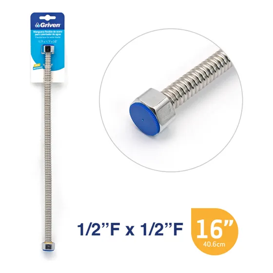 Canilla Manguera Flexible Calentador Agua 1/2x1/2 PLG X 2und