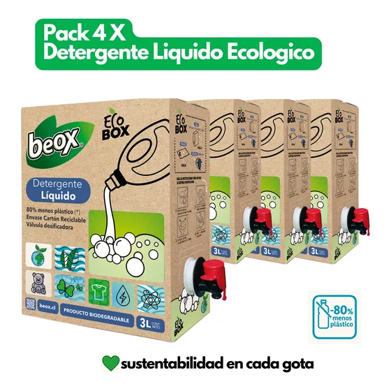Pack 4×3 Detergente Líquido Beox® Ecobox 3l Lleve 4 Y Pague3