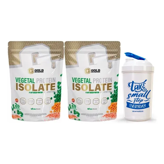 Proteina Isolate 100% Vegetal Gold Nutrition 2 Lb X 2 + Vaso