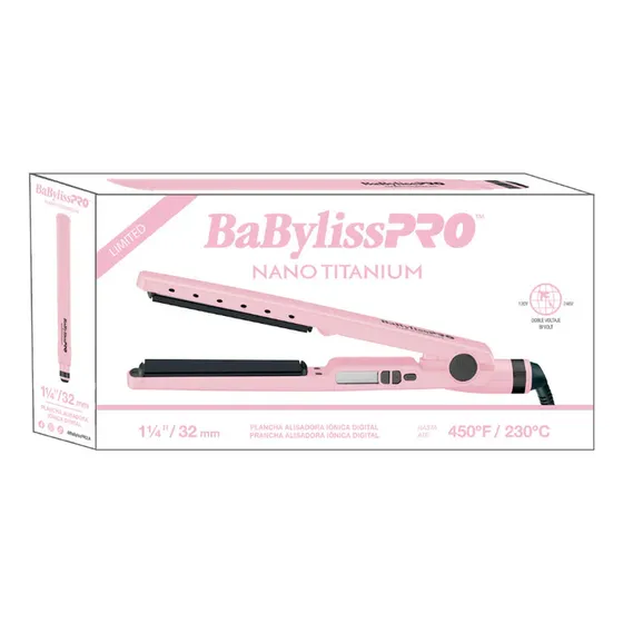 Plancha De Cabello Babyliss Pro Nano Titanium 1-1/4  Doble V