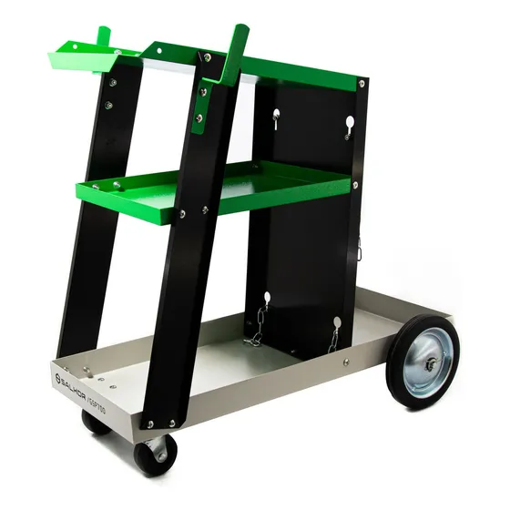 Carro Soldadora Con Bandeja Herramientas Porta Cilindro Salk Color Negro y verde